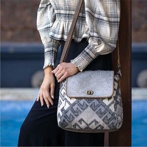 Myra Bag Gray and Cream Patterned Crossbody Backpack